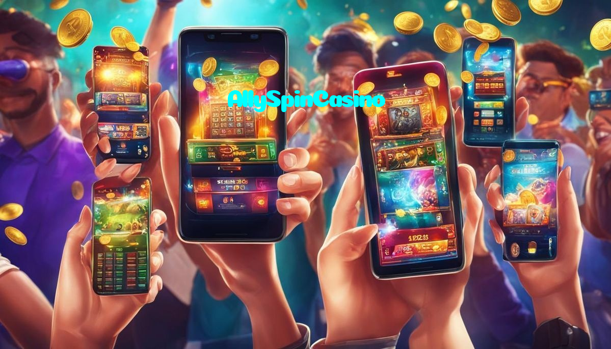 AllySpinCasino casino presented on mobile device in Pakistan with slots and live games